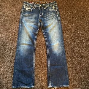 Rock Revival Boot cut dark blue studded mens jeans size 24